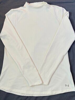Under Armour XL Cream ColdGear Authentics Mock Neck Base Layer Off-White